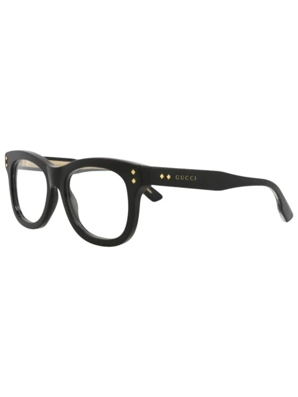 New Gucci Women's Eyeglasses Square Rectangle Acetate Frame Black Black